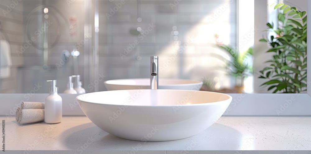 Fototapeta premium white sink in a bathroom interior