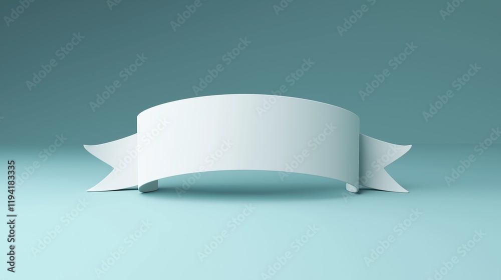 A white curled ribbon banner on a bright background. A white curled ribbon banner on a bright background.
