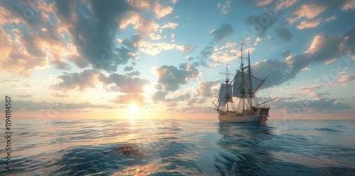 empty sea with an old ship