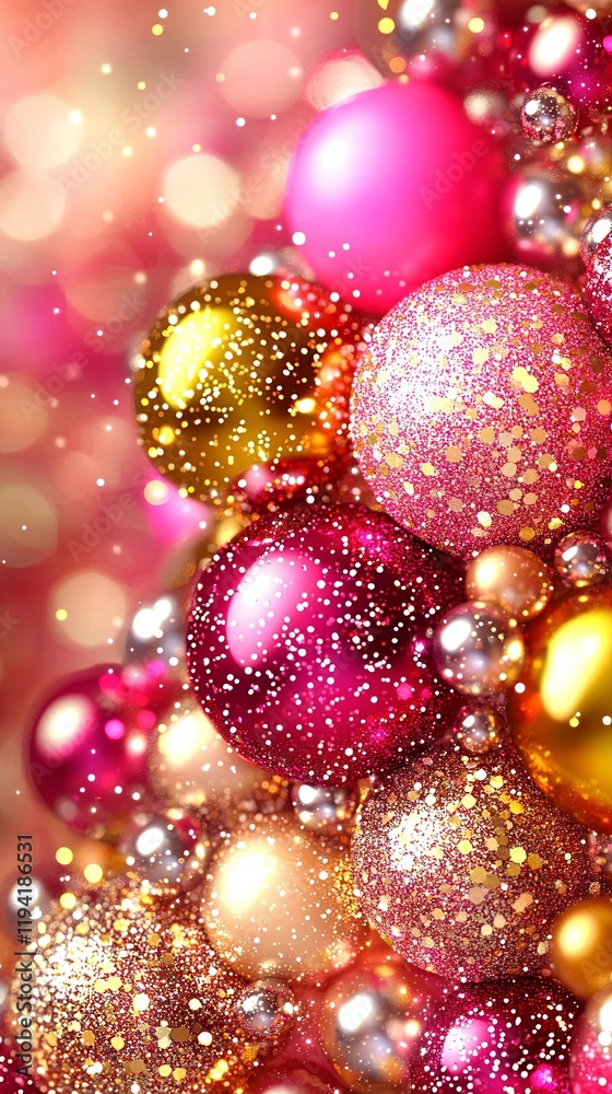 Sparkling Pink and Gold Ornaments Background Sparkling Pink and Gold Ornaments Background