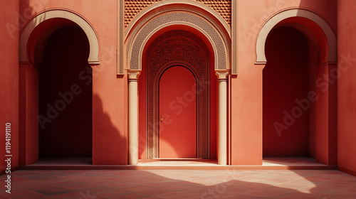 Historic Architecture Featuring Ornate Archways and Symmetrical Design in Sunlit Courtyard