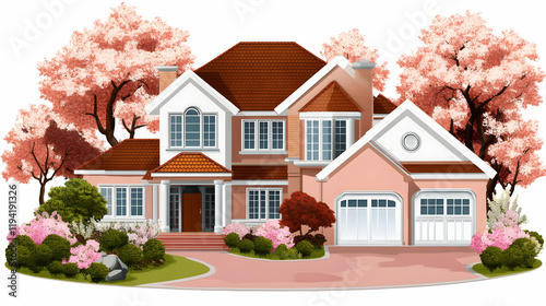 Wallpaper Mural Gorgeous country homes that are vibrant and colorful. Background of a spring or summer village Torontodigital.ca