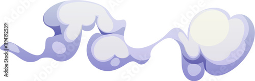 Cartoon smoke cloud with wave trail and puff blow of smell vapor, vector comic effect. Smoke cloud or fume bubble trail of flowing smog or cloudy puff from boom blast or smell odour and steam puff