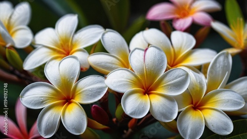 plumeria flowers on wood