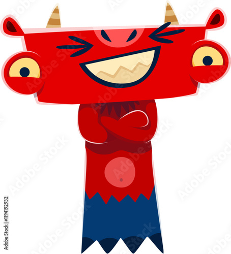 Halloween font letter T cute monster character. Spooky fantasy creature English alphabet element, bizarre devil, demon monster personage vector typeset symbol or silly Halloween animal ABC font letter