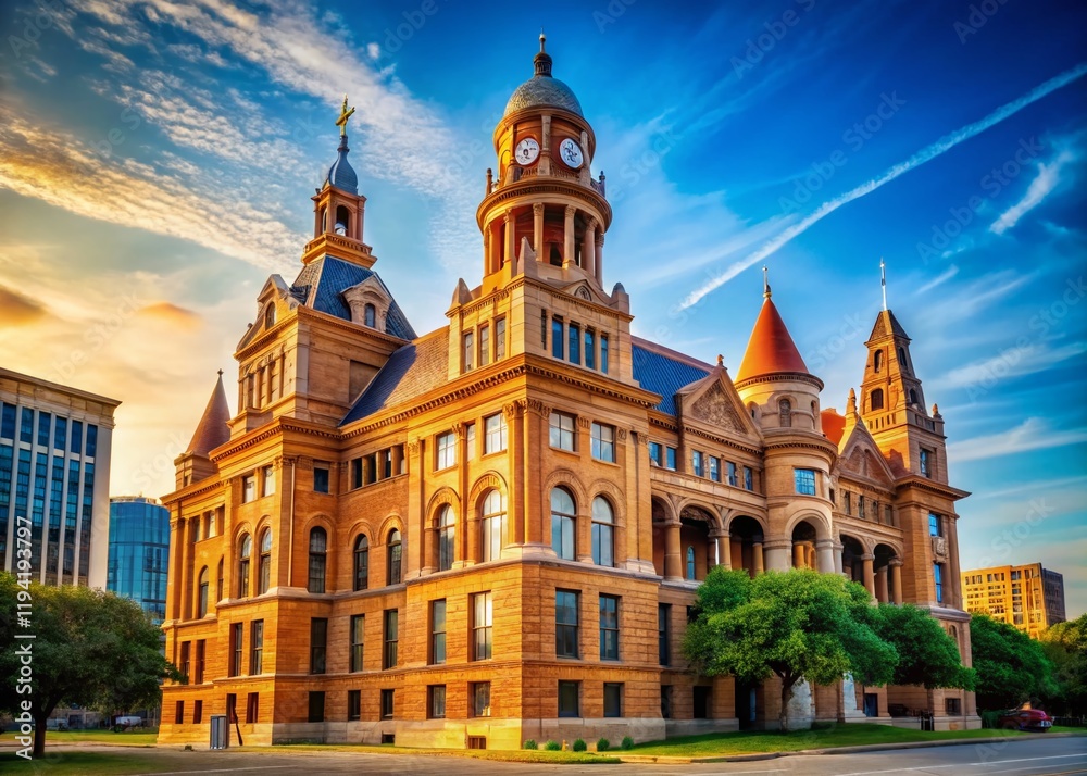 Obraz premium Dallas County Courthouse Exterior, Majestic Building, Texas Landmark, American Architecture, Legal System