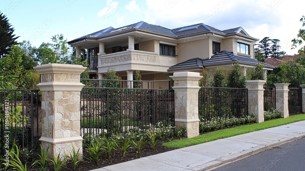 Precast concrete fencing providing security and privacy for homes. Precast concrete fencing providing security and privacy for homes.