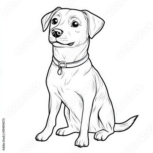 Sketch of a Friendly Dog Portrait with a Playful Expression, Ideal for Pet-Themed Projects, Artistic Illustrations, and Cute Animal Art Displays
