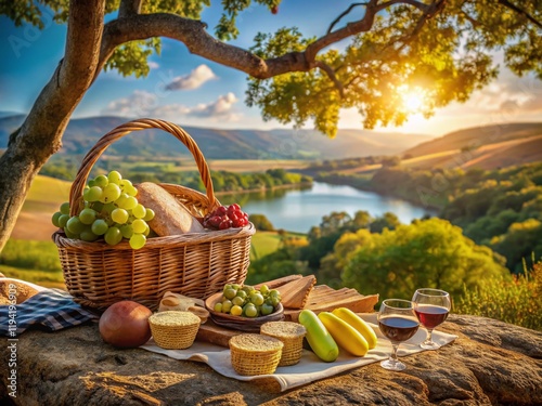 Fototapeta Naklejka Na Ścianę i Meble -  Delicious Portuguese Picnic amidst Vale do Guadiana's Natural Beauty