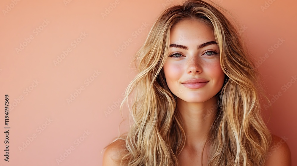 Smiling woman captivating close-up portrait in soft studio lighting Smiling woman captivating close-up portrait in soft studio lighting