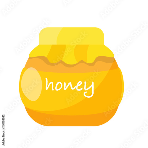 Honey jar isolated on white background.  Vector honey pot. Cartoon style