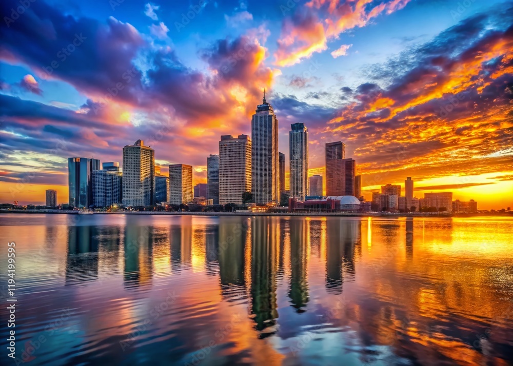 Fototapeta premium Downtown Detroit Skyline at Sunset, Michigan Cityscape