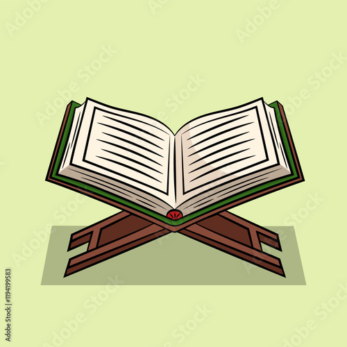 Illustration of Open Quran on Stand