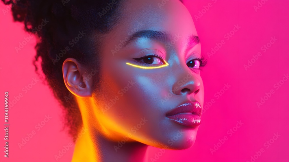 Obraz premium Woman with glowing highlighter