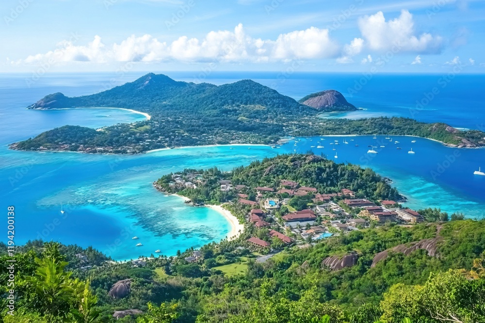 Fototapeta premium Tropical Island Paradise Resort Stunning Ocean View Luxury Getaway