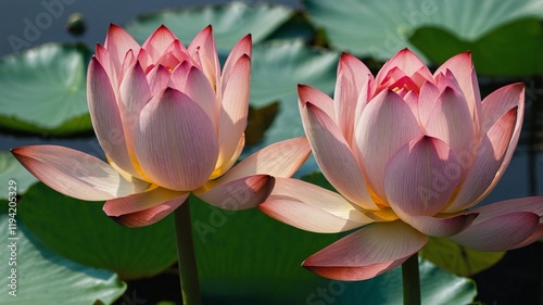 pink water lily in a pond