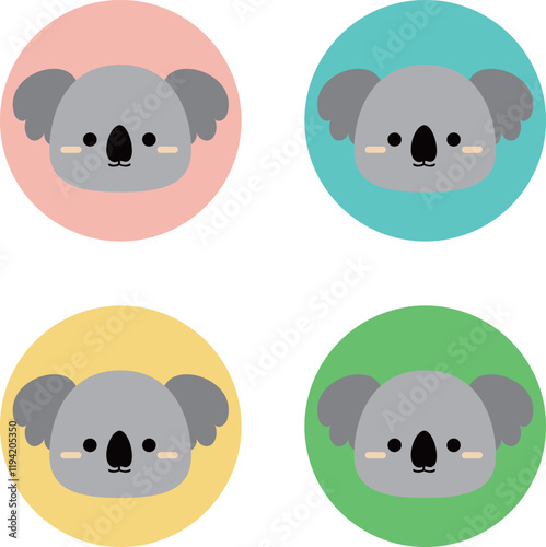 かわいいコアラの顔イラストセット