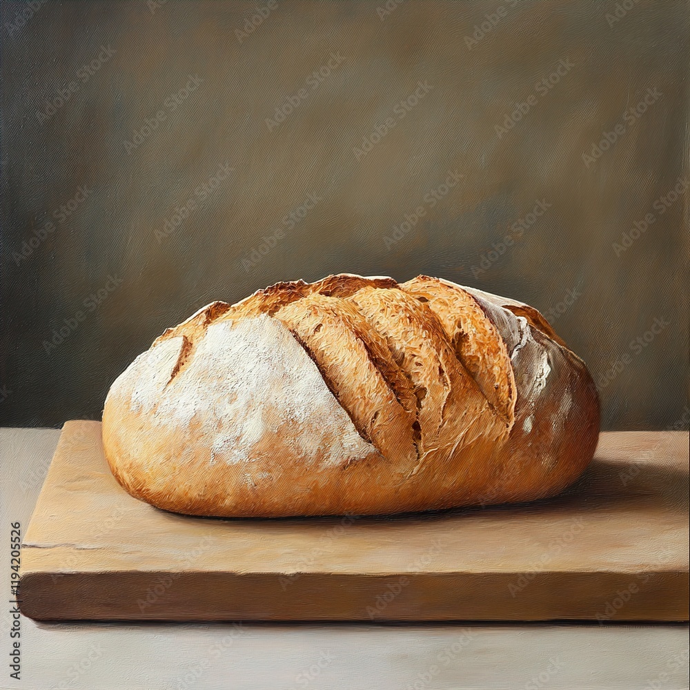 A Rustic Loaf of Bread: A Culinary Still Life A Rustic Loaf of Bread: A Culinary Still Life