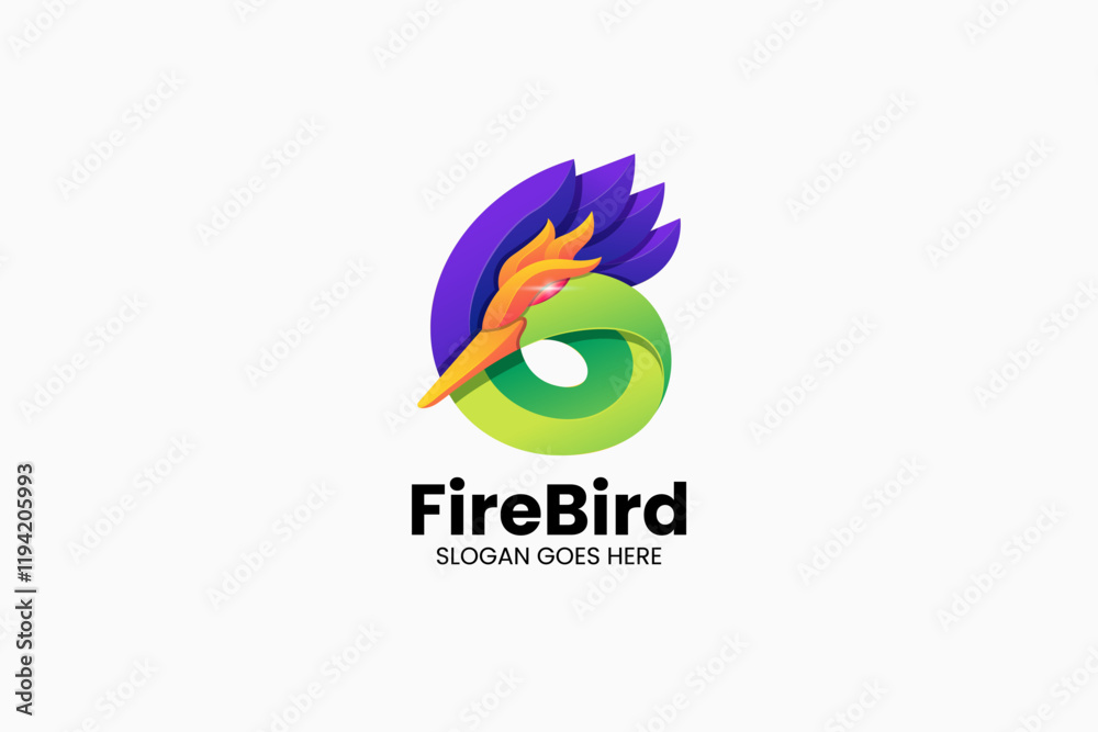 Fototapeta premium Fire Bird Gradient Colorful Logo. Vector Illustration