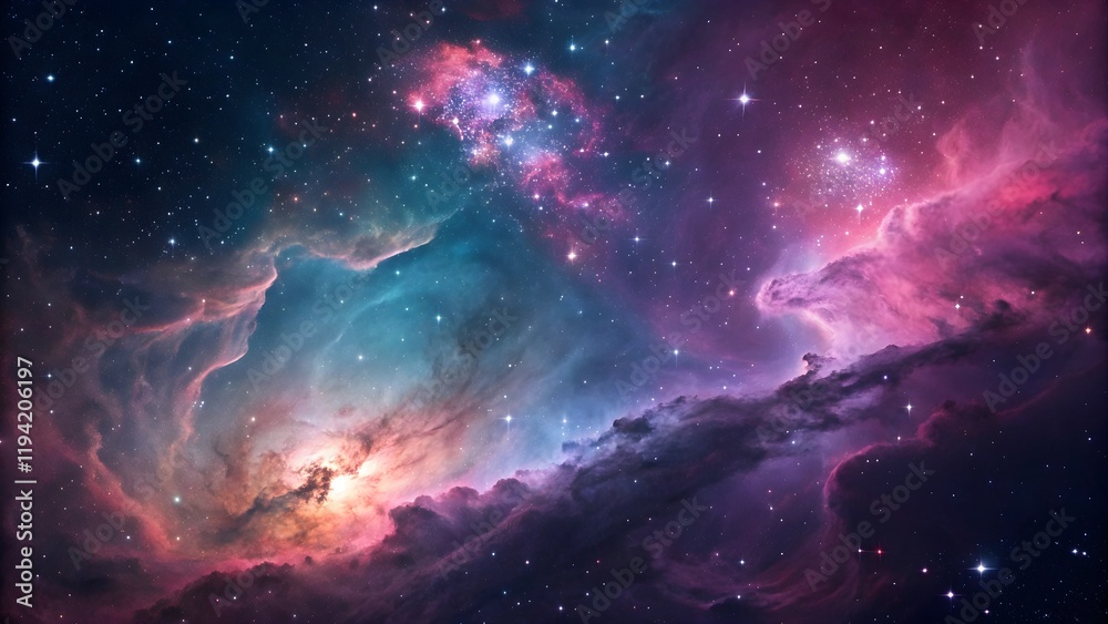 Fototapeta premium Beautiful nebulae and stars in the night sky. Supernova background wallpaper 