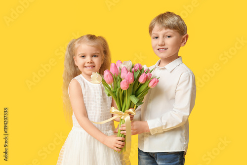 Cute little children with b...