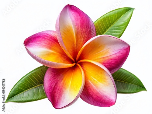 Frangipani Flower Frame: Elegant Aerial White Background Stock Photo