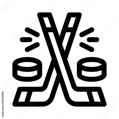 Hockey Stick and Puck line icon