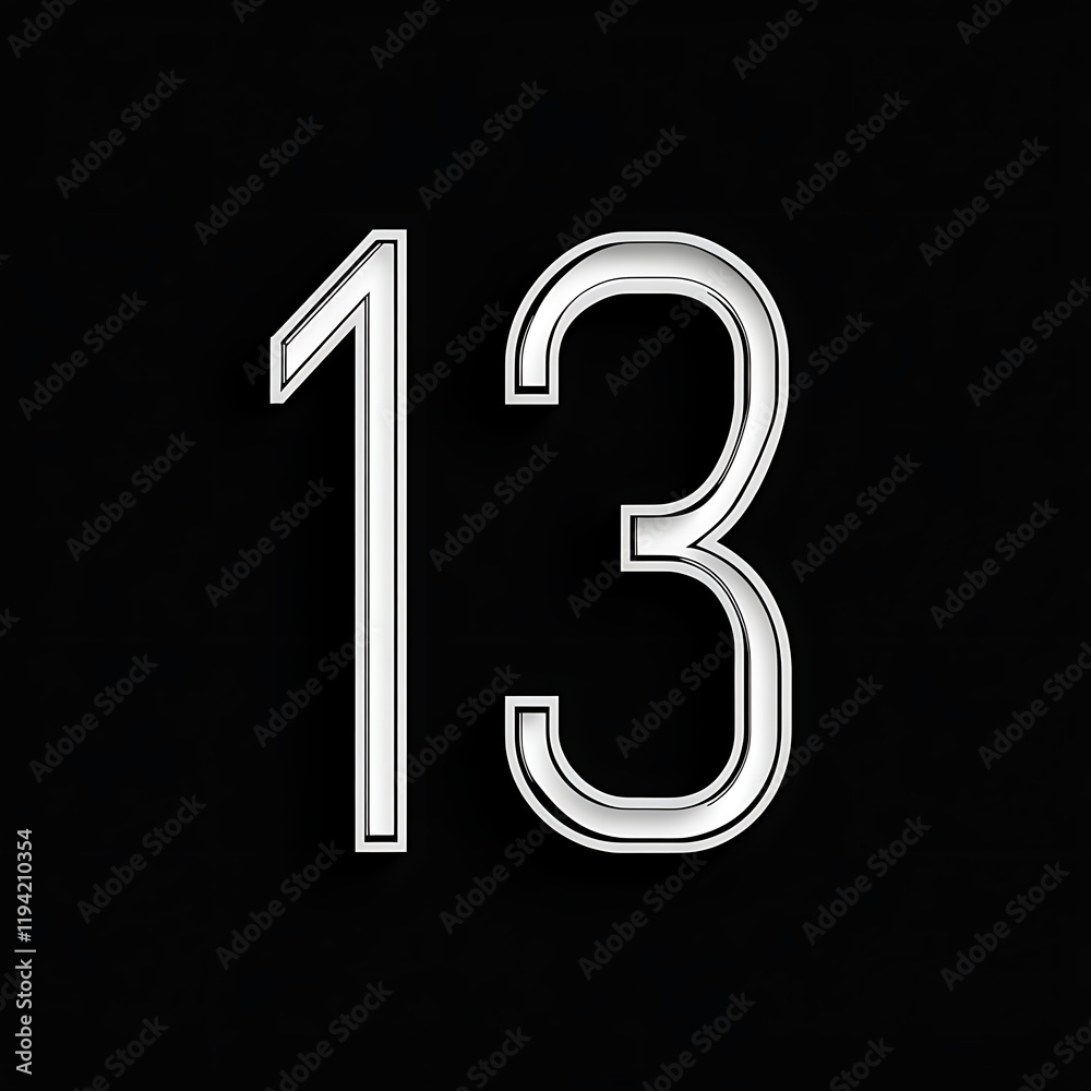 Sleek Geometric Icon of the Number 13 on a Dark Background Featuring a Modern Design with Sharp Lines and Distinctive Shapes for Graphics and Media Use Sleek Geometric Icon of the Number 13 on a Dark Background Featuring a Modern Design with Sharp Lines and Distinctive Shapes for Graphics and Media Use