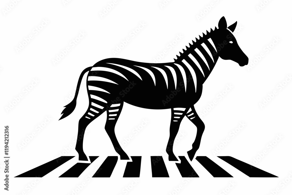 Obraz premium a zebra walk silhouette vector illustration