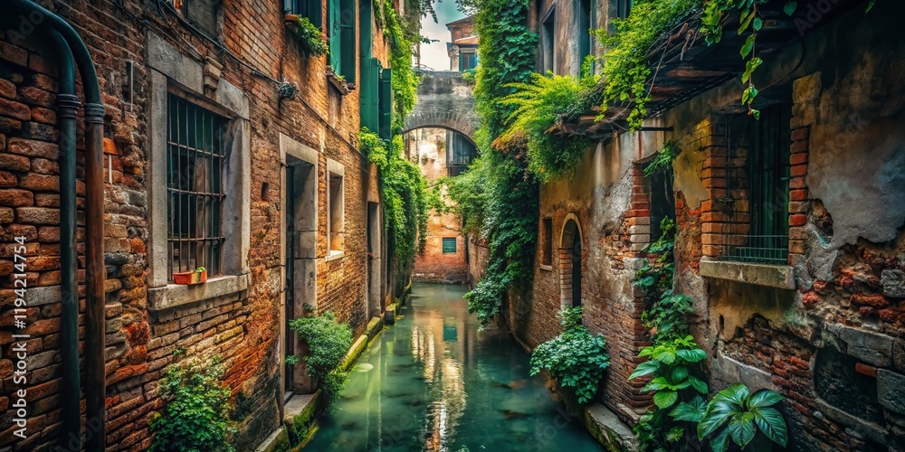 Fototapeta premium Hidden Venice: Urban Exploration Photography, Canal Secrets, Italian Cityscape, Backstreet Charm, Gondola Reflections