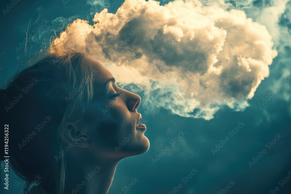 Woman looking up at clouds Woman looking up at clouds