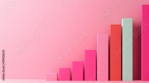 Free Download A vibrant bar graph on a pink background, showcasing growth with ascending colored bars in varying heights. - GFXLoad