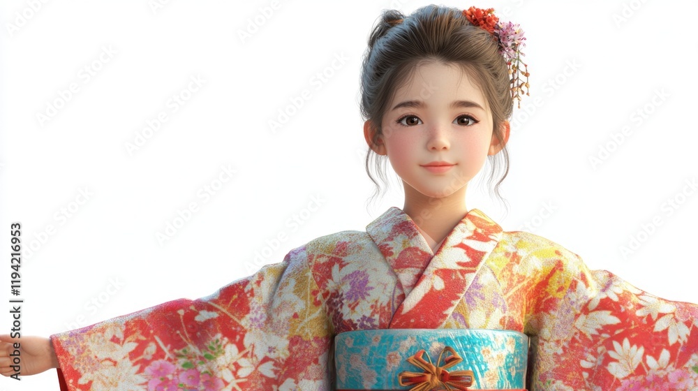 Fototapeta premium Girl in traditional Japanese clothing