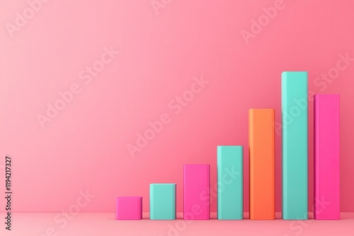 Free Download A colorful bar graph showcases growth trends against a pink backdrop, highlighting varying data points in vibrant shades of blue, pink, and orange. - GFXLoad