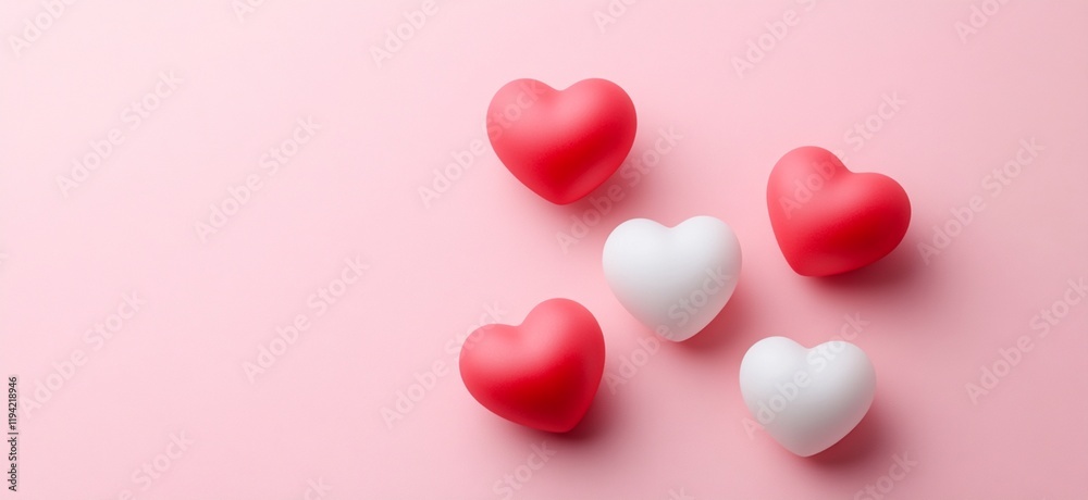 Romantic Red and White Hearts on Pink Background Valentine's Day Love Abstract Design cute card care amor