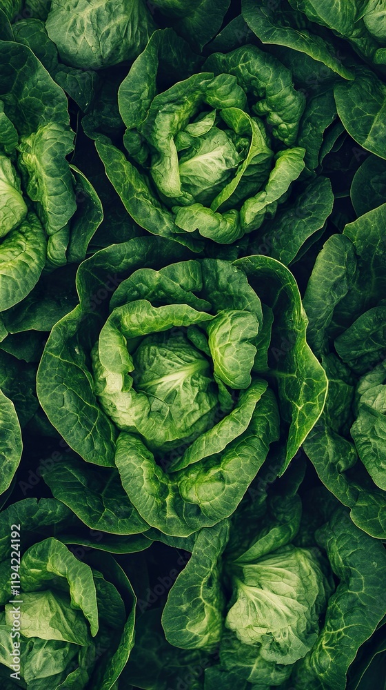 Fototapeta premium Close-up of Fresh Green Lettuce Leaves