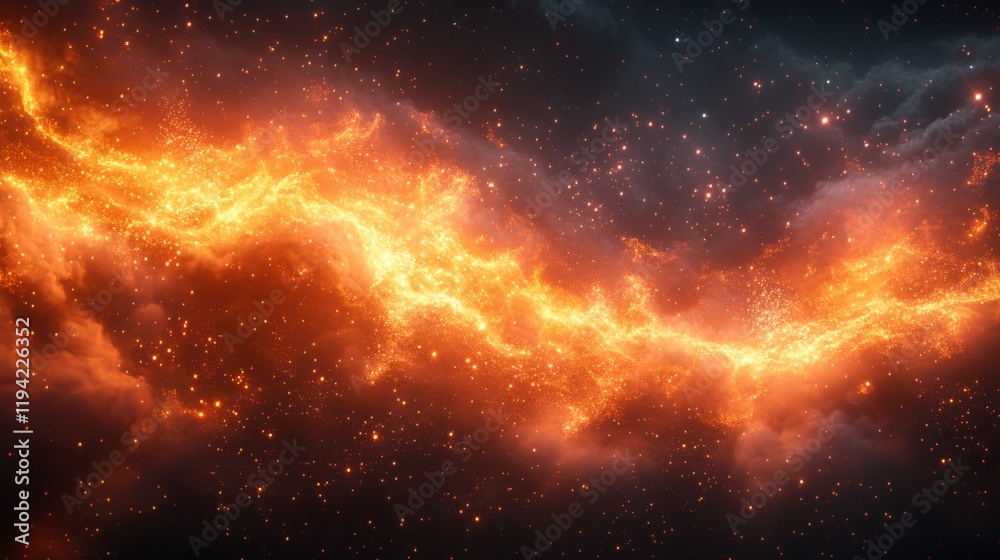Fototapeta premium Fiery cosmic nebula, space, energy, background, abstract, design, illustration
