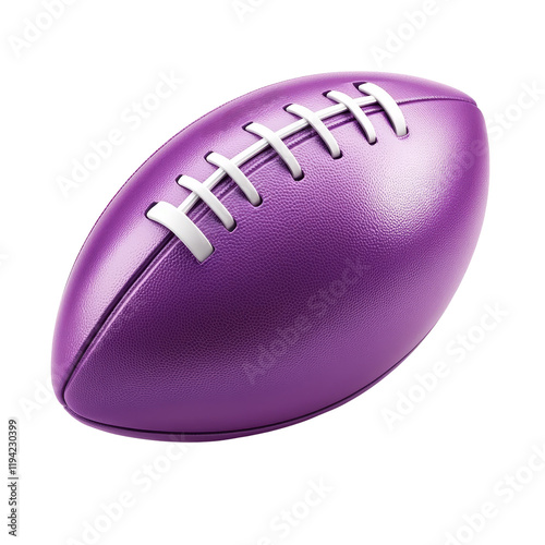 A vibrant purple rugby ball on a white isolated background, perfect for sports-themed designs and promotional materials.
