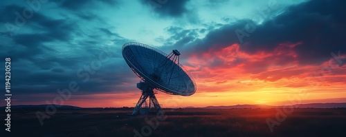 A satellite dish under a dark photo