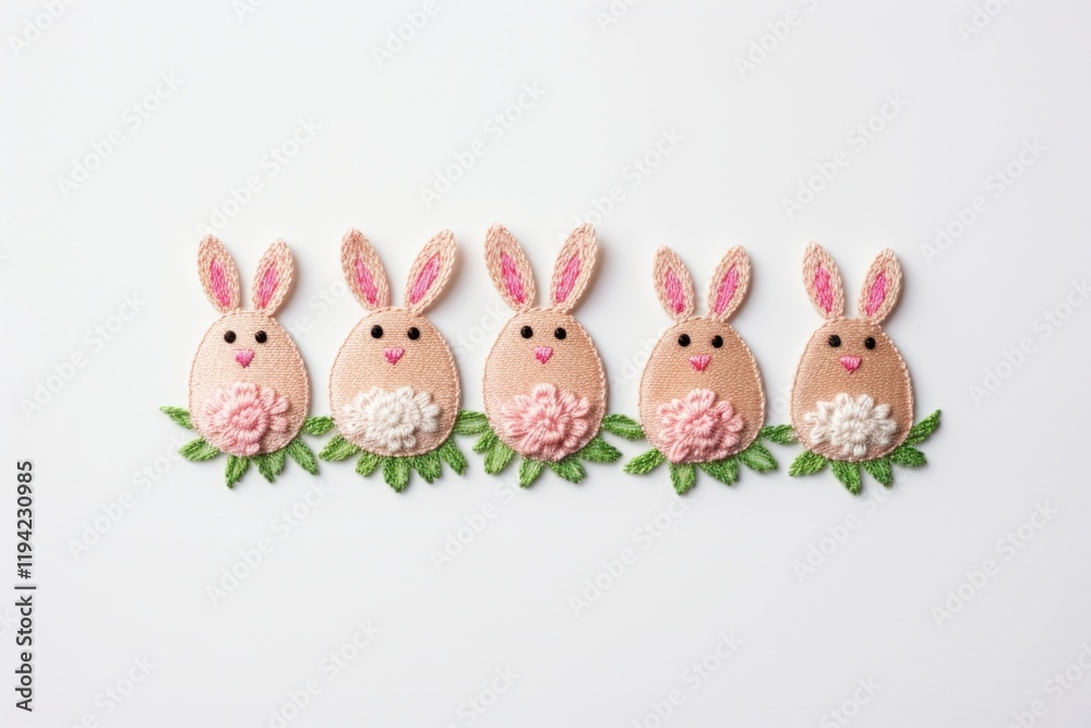 Fototapeta premium Cute easters in embroidery style representation celebration creativity.