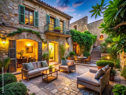 Mallorca Stone House: Modern Mediterranean Exterior Design, Garden Terrace