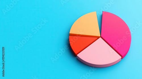 A colorful pie chart on a blue background, representing data visualization and analysis through distinct segments. Free Download A colorful pie chart on a blue background, representing data visualization and analysis through distinct segments. - GFXLoad