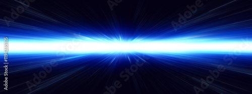 黒い背景に光り輝く青い光の線の3dイラスト