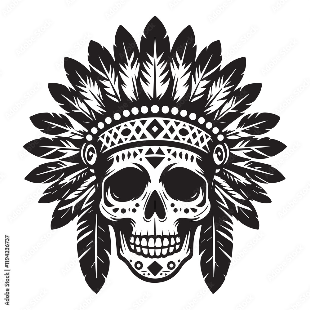 Fototapeta premium Cultural Native American Headdress Vector Illustration