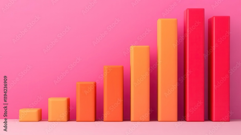 A colorful bar graph displaying upward growth against a pink background, illustrating positive trends or data. A colorful bar graph displaying upward growth against a pink background, illustrating positive trends or data.