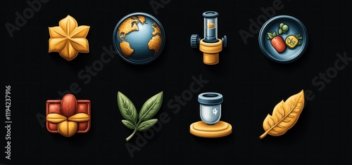 Sustainable Farming Icons: A Collection of Digital Assets Representing Eco-Friendly Agriculture and Technology