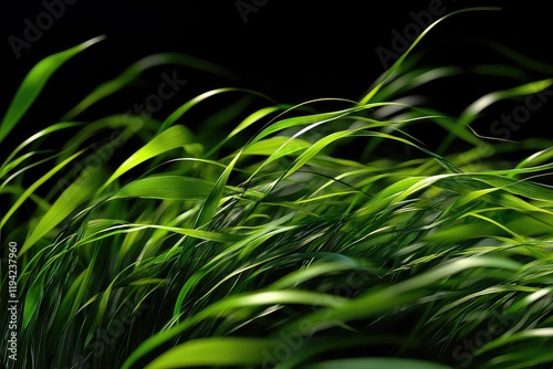 Close-up of grass swaying in the wind, looped in 3D with an alpha channel, creating a serene and peaceful mood.