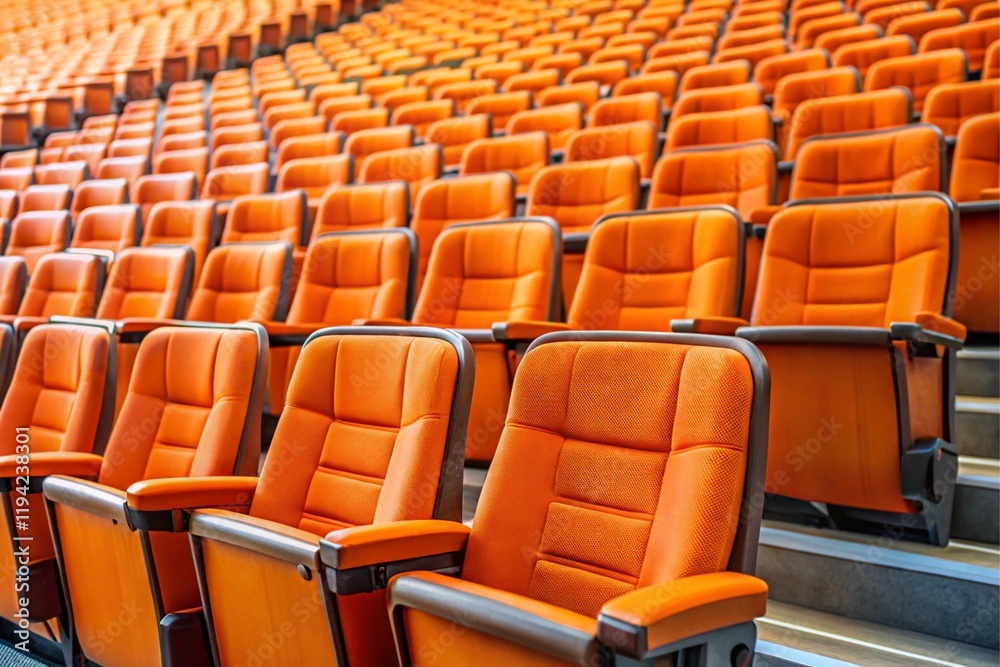Fototapeta premium A large auditorium filled with orange chairs