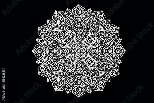 Mandala with floral ornament pattern, Hand drawn pattern, Mandala template for page decoration cards, book, logos.