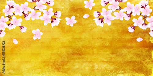 桜　和柄　水彩　背景